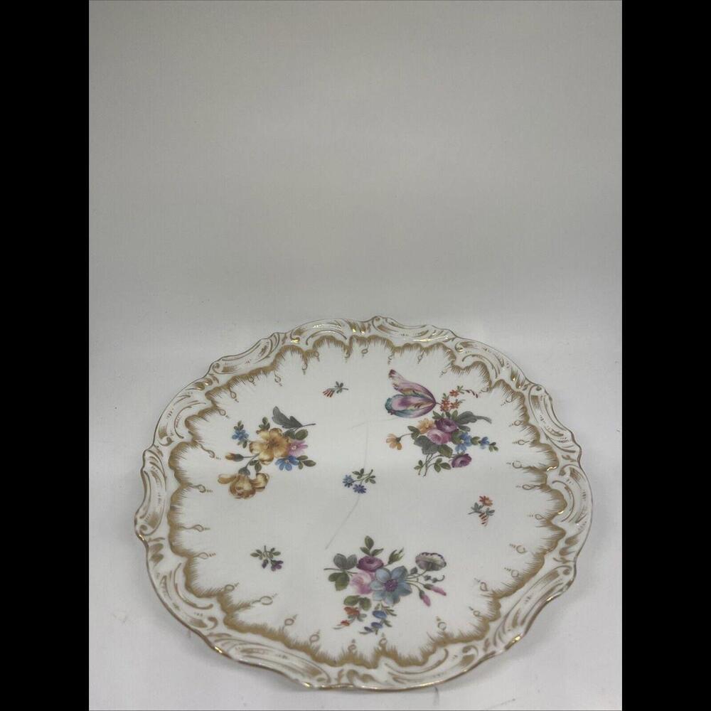 Rare Antique Rococo Ware Plate/ Dish Made In Austria Florals Gold Accents